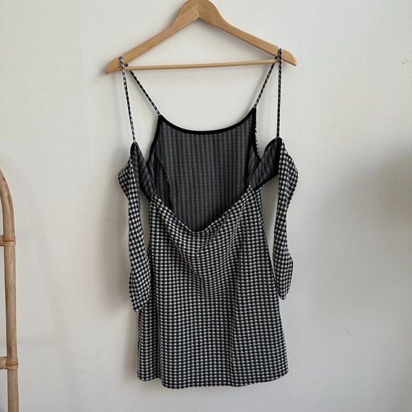 TOP SHOP BLACK & WHITE CHECKERED PLAID SLEEVELESS SCOOP NECK MINI DRESS - Picture 3 of 4